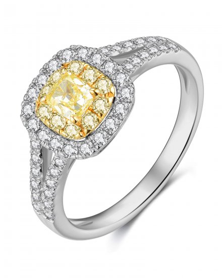 MULTI TONE CUSHION DIAMOND ENGAGEMENT RING (TR4157)